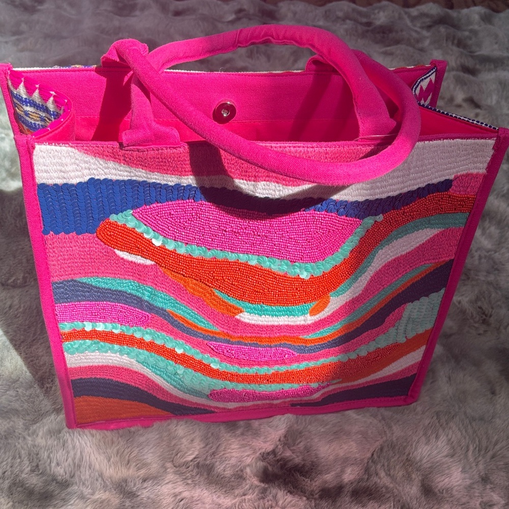 Vibrant Pink Multicolor Tote Bag
